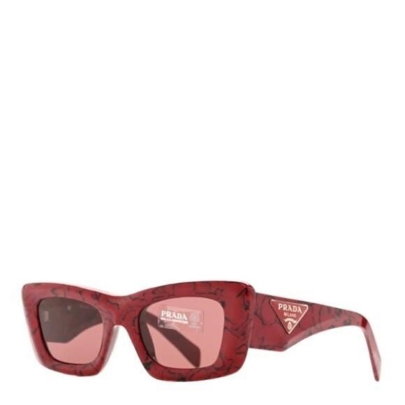- New Authentic PRADA Acetate Symbole Sunglasses SPR 13Z Red Marble - Picture 1 of 12